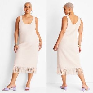 NWT Future Collective Alani Noelle Crochet Fringe Midi Dress